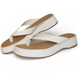 Reformation Zayne Platform Thong Sandals White Size 7 EUC Worn Once